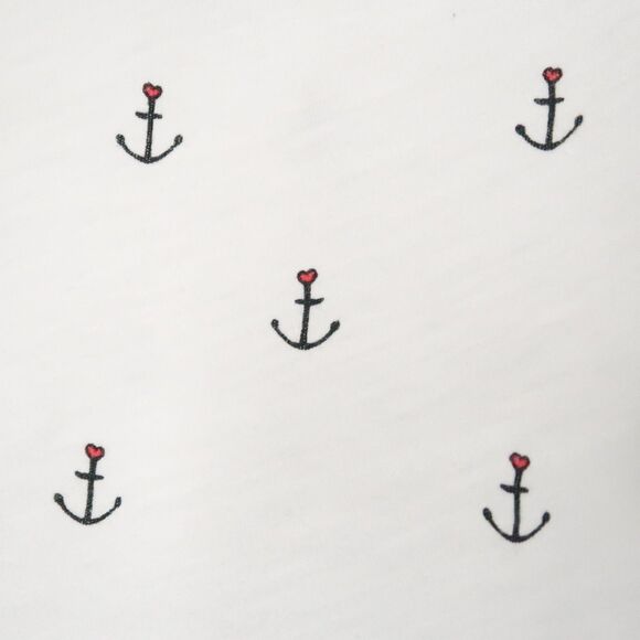 LOFT Womens Vintage Soft Size XL White Cotton Anchors Hearts Print Nautical - Picture 6 of 7